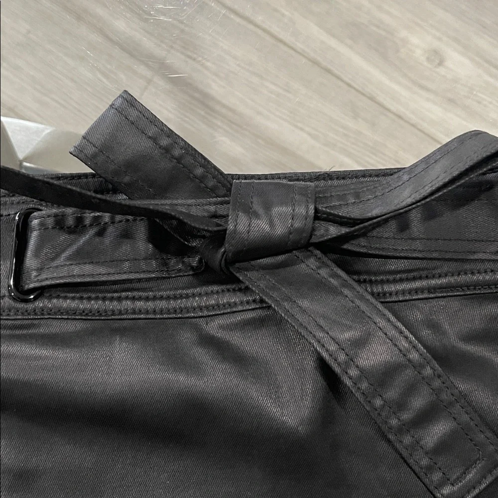 White House Black Market Asymmetrical Black Faux Leather Skirt - Picture 4 of 4